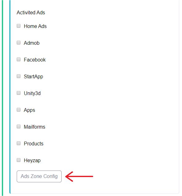 Ads Zone Config Button 
