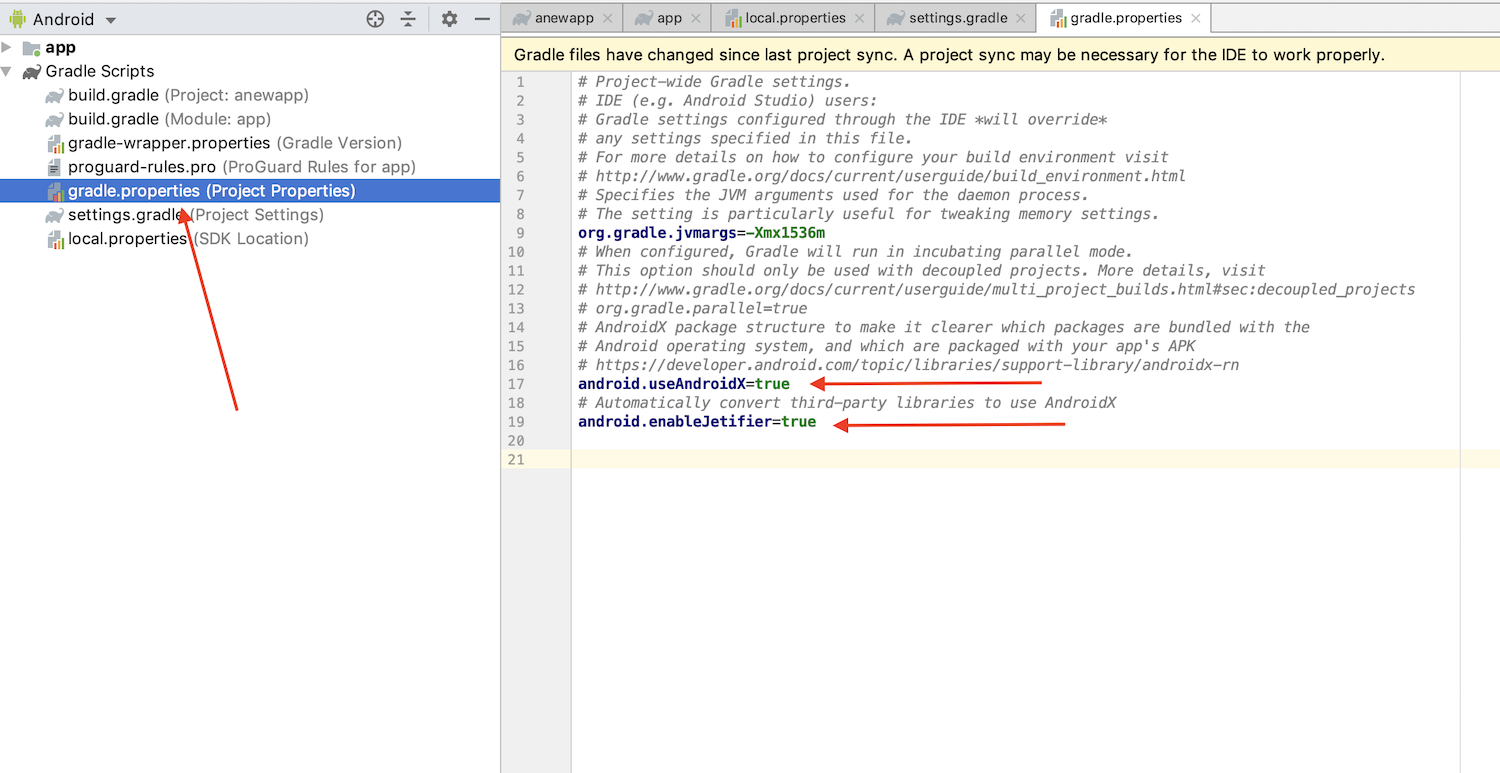 GoConsole Update the project gradle.properties!